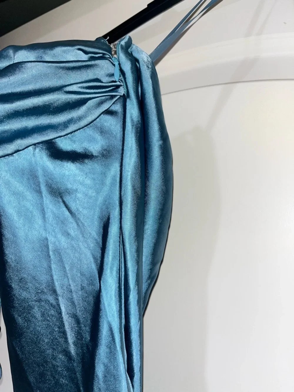 Selfie Leslie Satin Teal Slip Dress - Picture 4 of 4